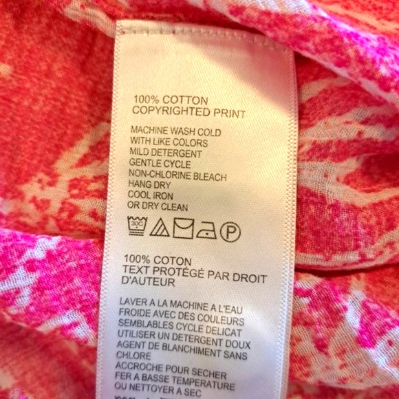 Tommy Bahama Pink Floral Tropical Lightweight Button Up Blouse Coverup Size XS - Picture 5 of 6